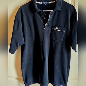 Burberry London Men's Vintage XL Black Polo Shirt